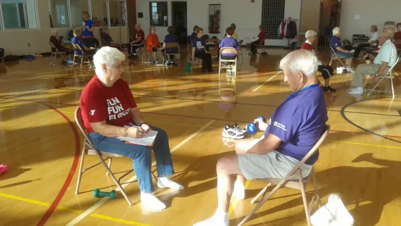 Seniors in work out class